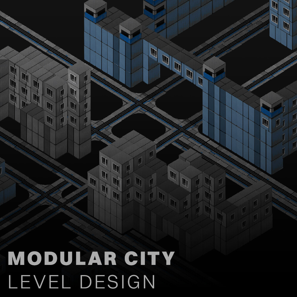 ArtStation Modular city level using simple segmented building blocks