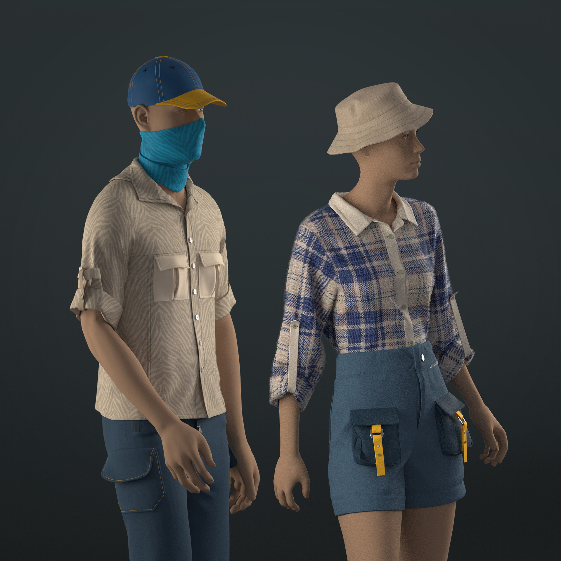 ArtStation - camping outfit pack (female/male outfit). CLO , MD  projects+FBX+OBJ