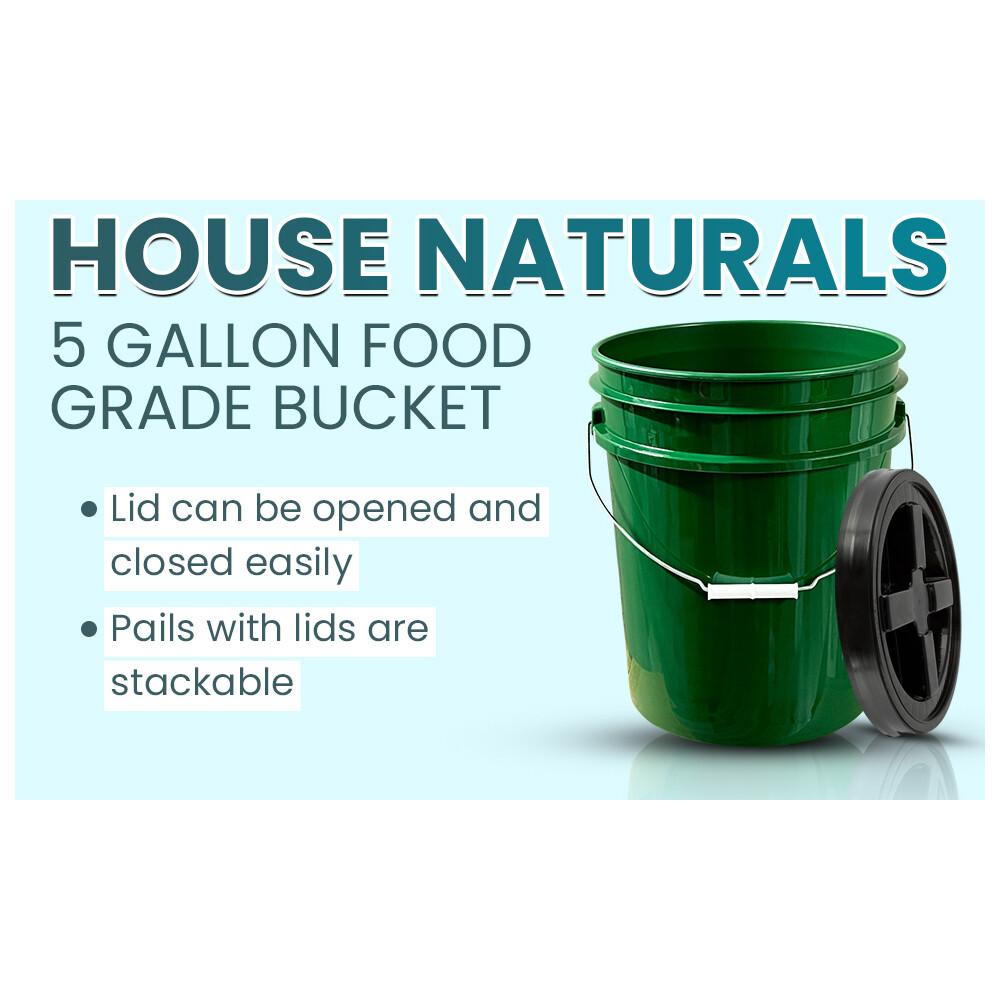 House Naturals 1 Gallon Plastic Bucket Container with Lid Food