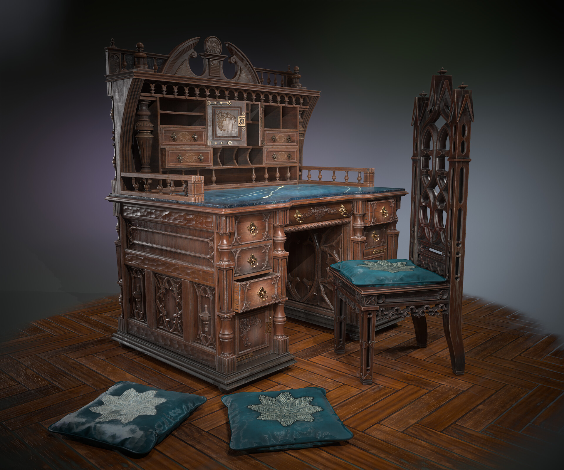 Artstation antique victorian desk