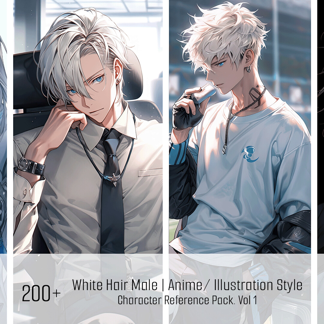 ArtStation - 200+ White Hair Male Anime/ Illustration Style- Character  Reference - Vol.1