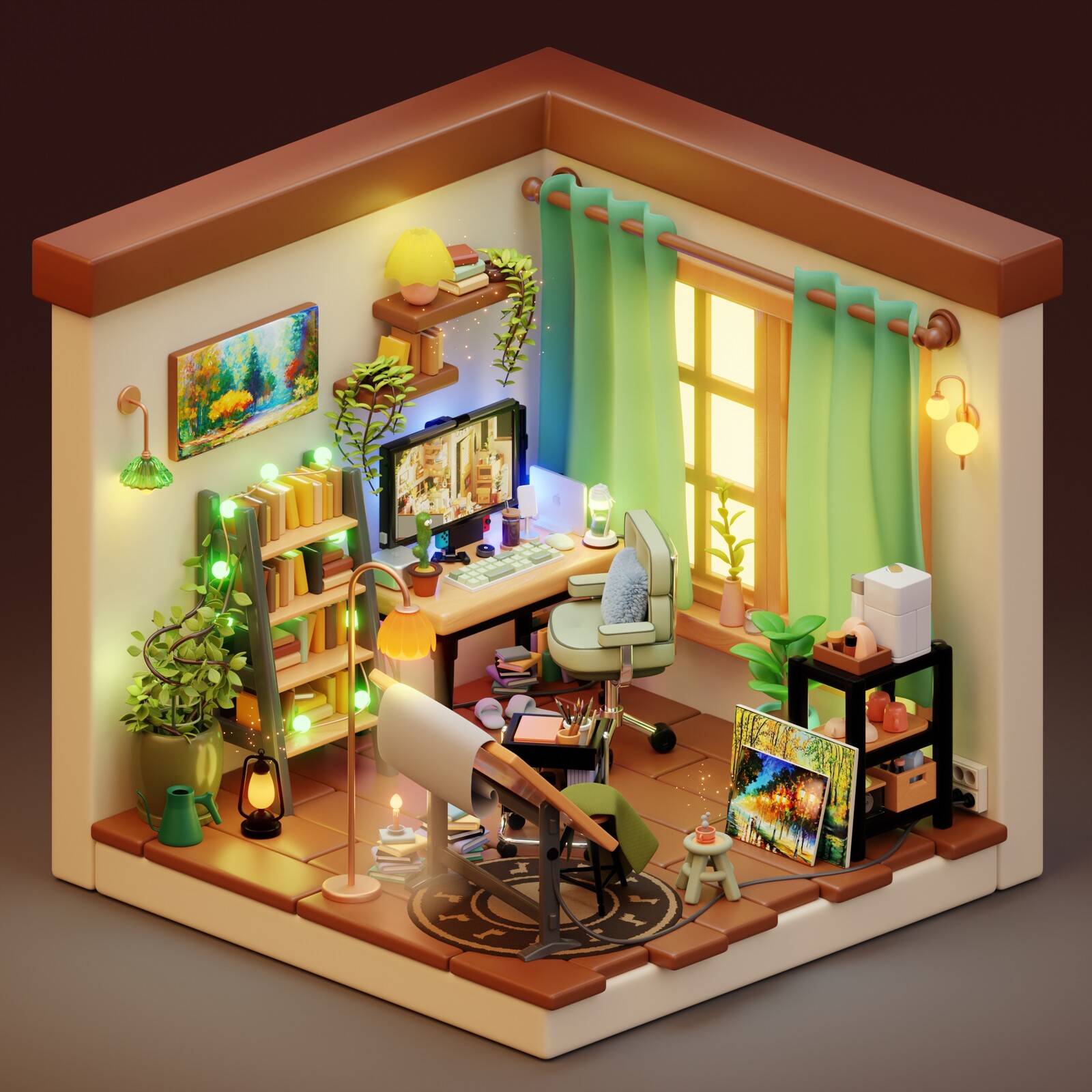 3D Isometric Art Workspace