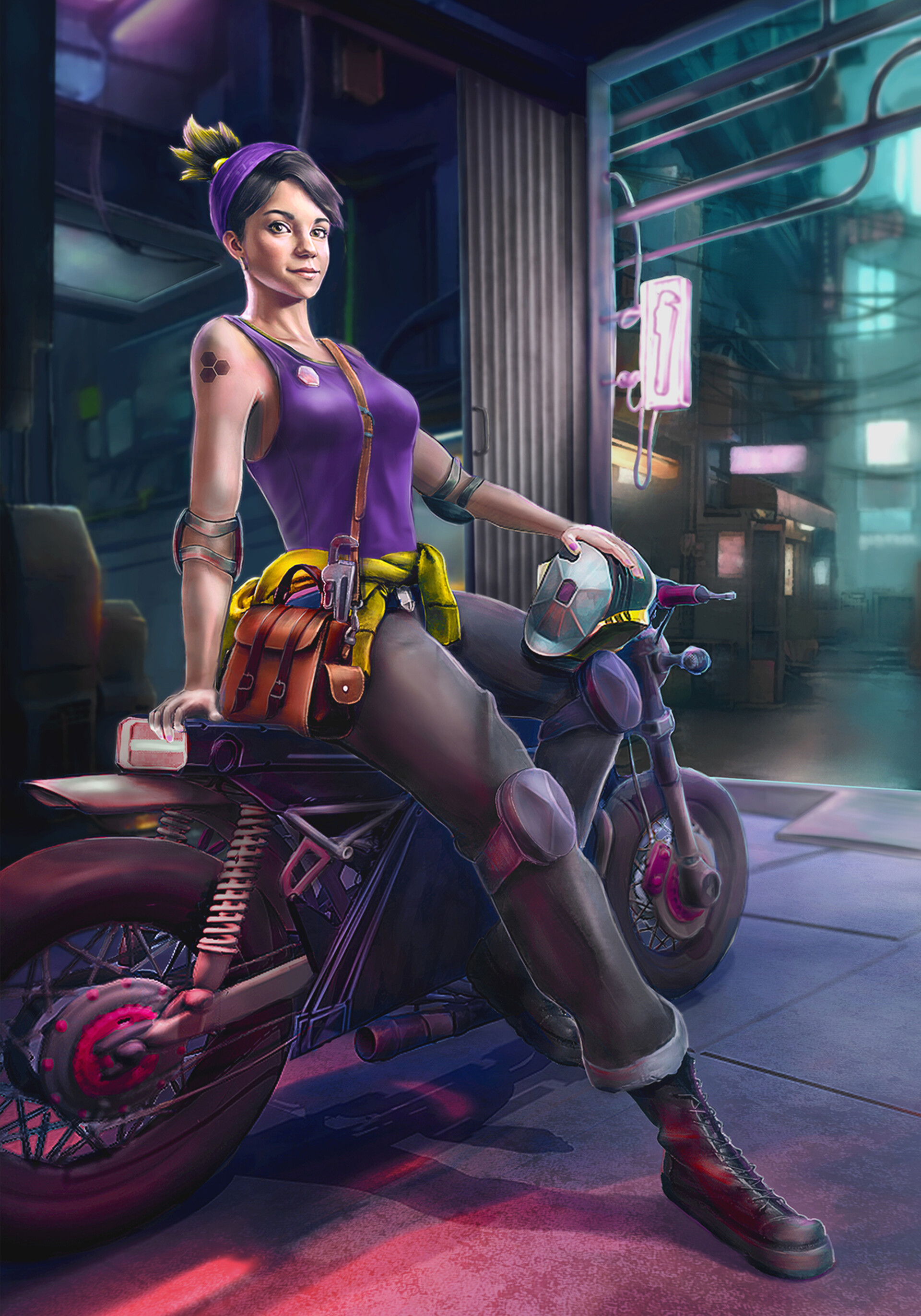 ArtStation Cyberpunk Girl On Bike   Savini Savini Savini Planshet 6 1 