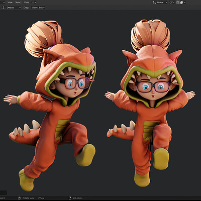 Continue to rig the girl in Blender