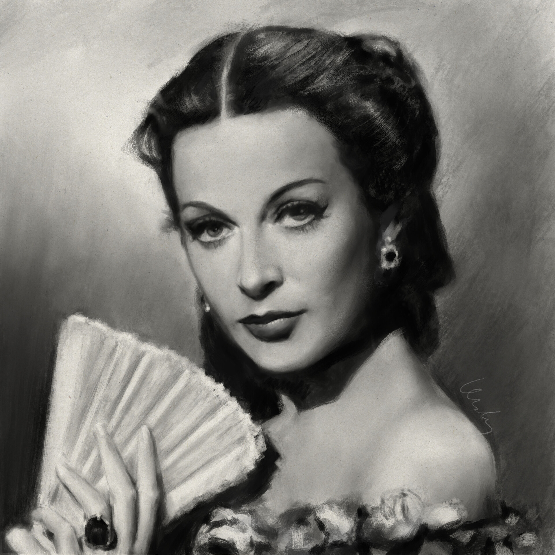 ArtStation - Another Hedy Lamarr charcoal study