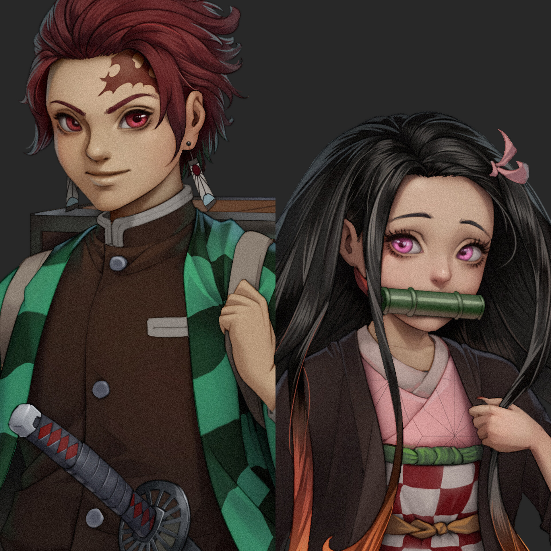 ArtStation - Tanjiro & Nezuko