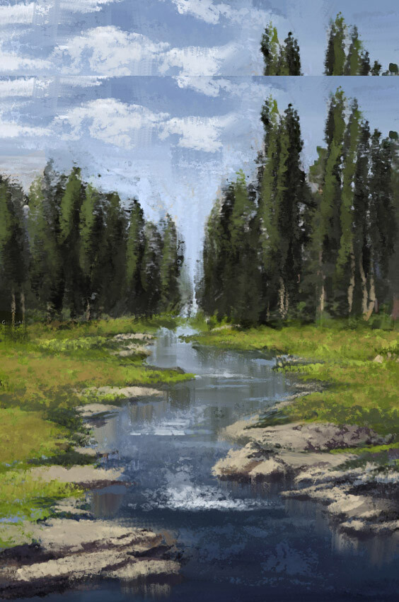 Digital Landscape Painting - Canadian River + Video