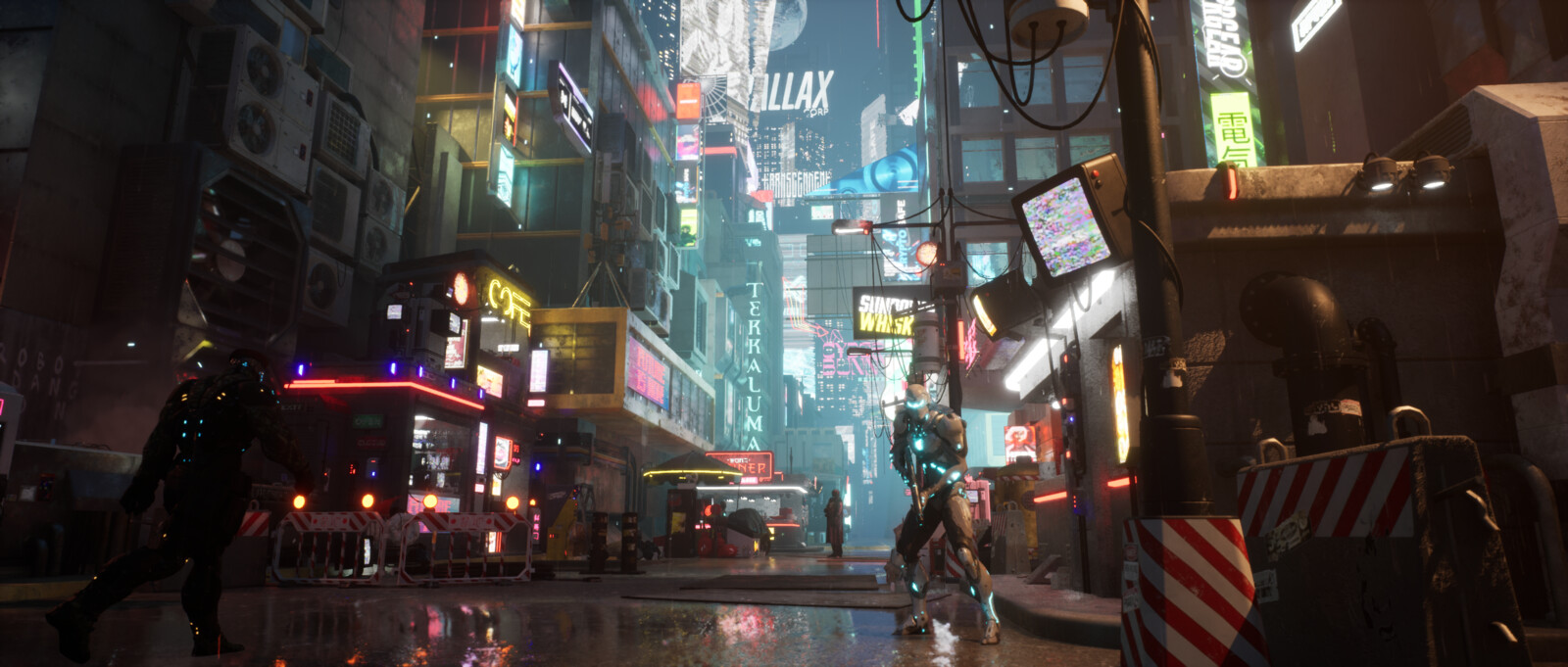 Rainy Night-Cyberpunk Style sci-fi City Scene Unreal Engine5