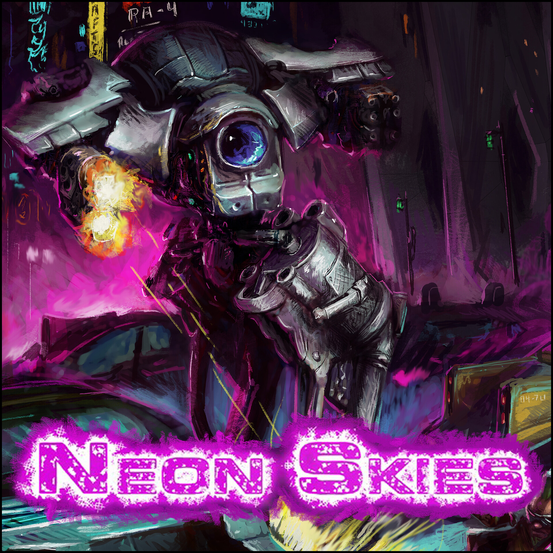 ArtStation - Neon Skies - Police Bot