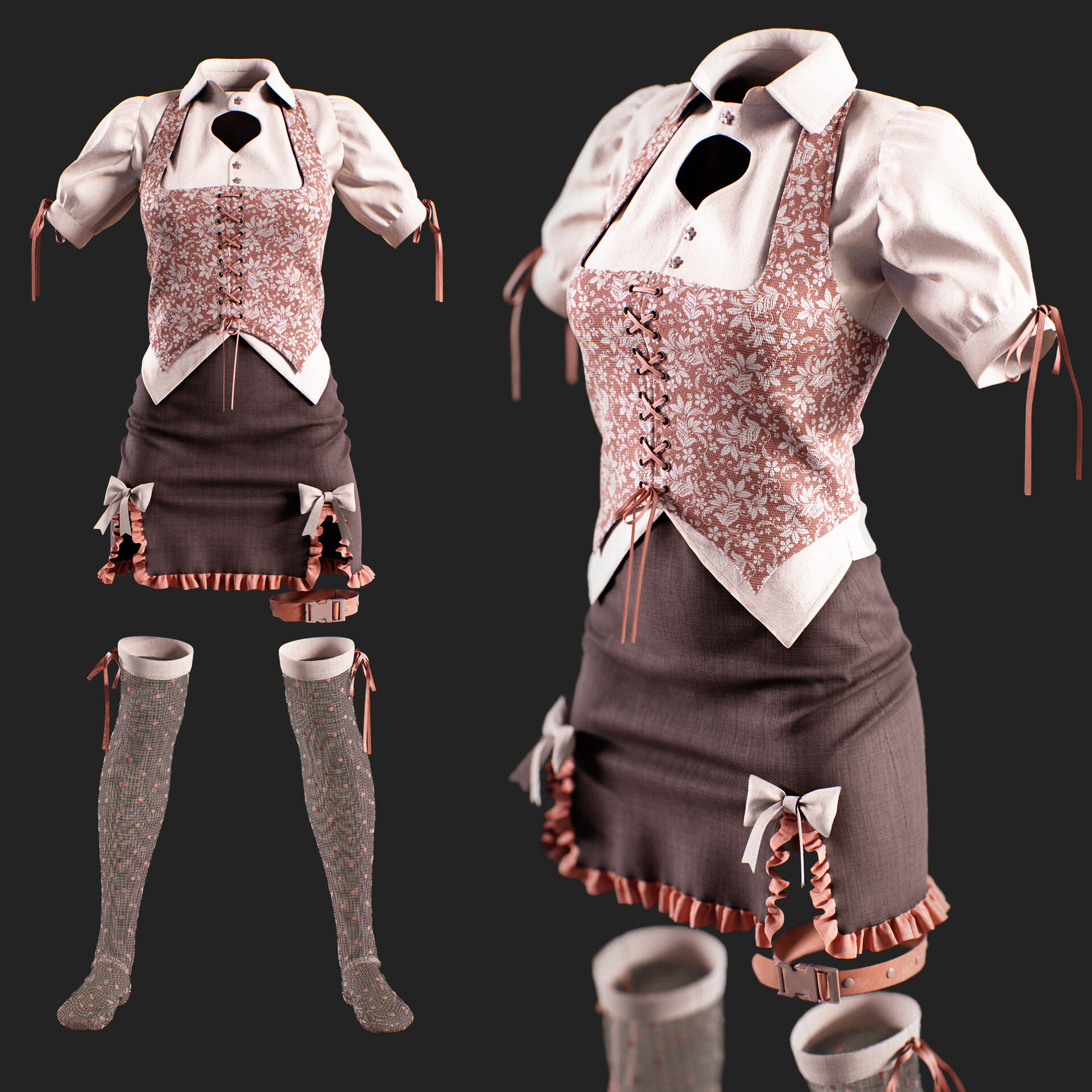 ArtStation - Girl's Outfit- MD/Clo3d + Smart Material + 4K Textures ...