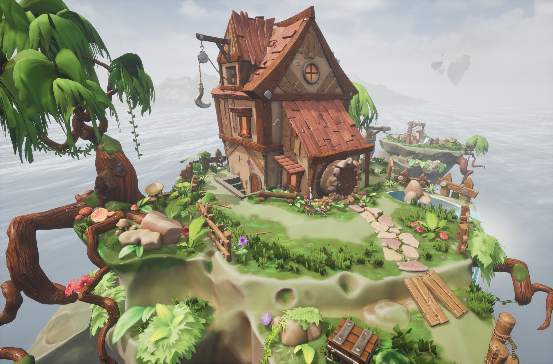 ArtStation - Stylized Environment - lodge on mysterious soaring islands
