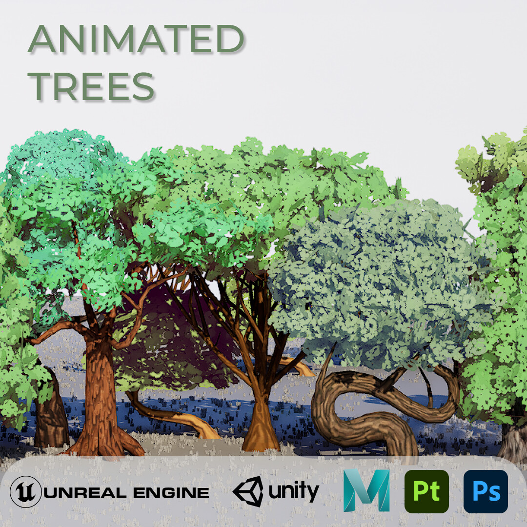 ArtStation - Trees package - animated leaves materials
