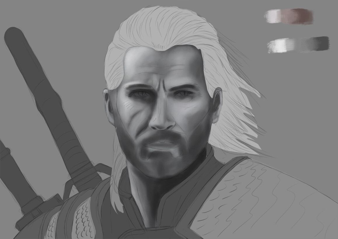 Arttober Challenge day 18 - Geralt from The Witcher