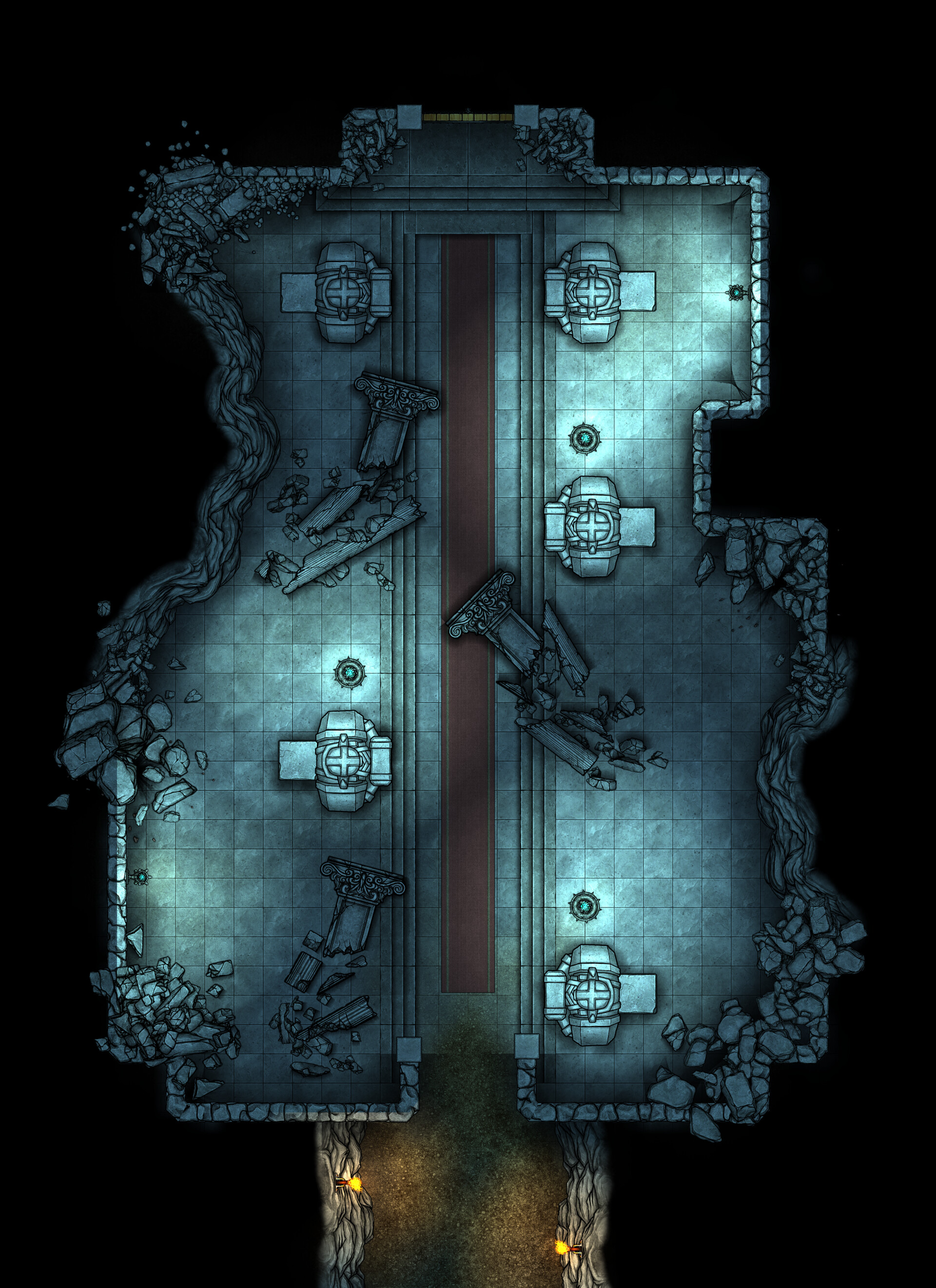 ArtStation - Dwarf Hall Dungeon - RPG Battle Map