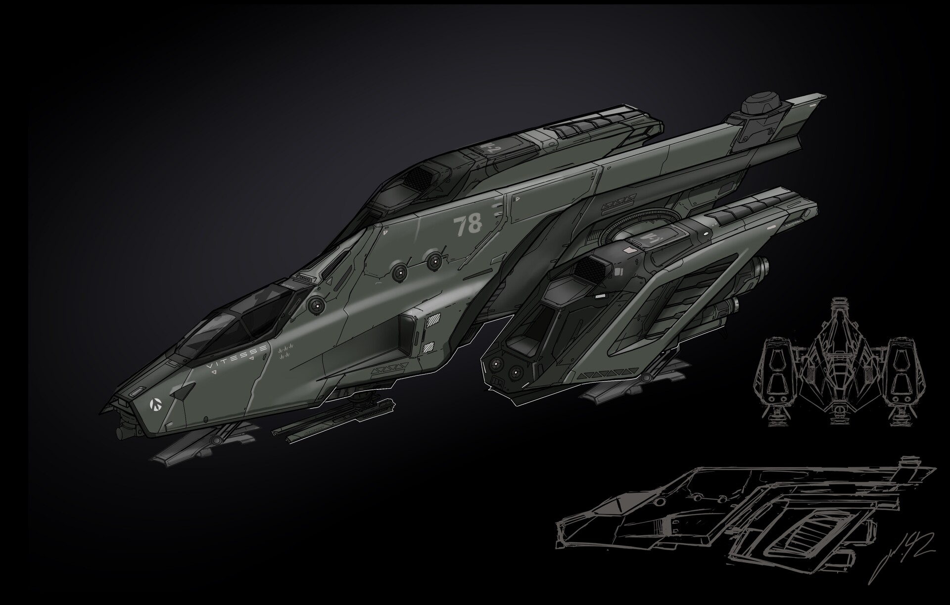 ArtStation - Sci-Fi Vehicle Concept Art | Spaceship Concept Sheet ...