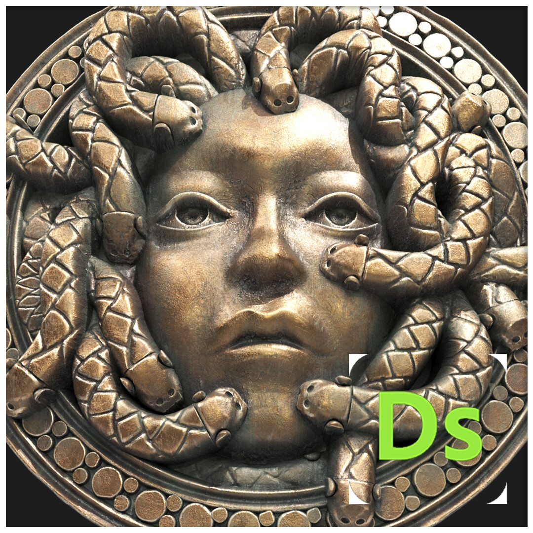 ArtStation substance designer brass cast Medusa
