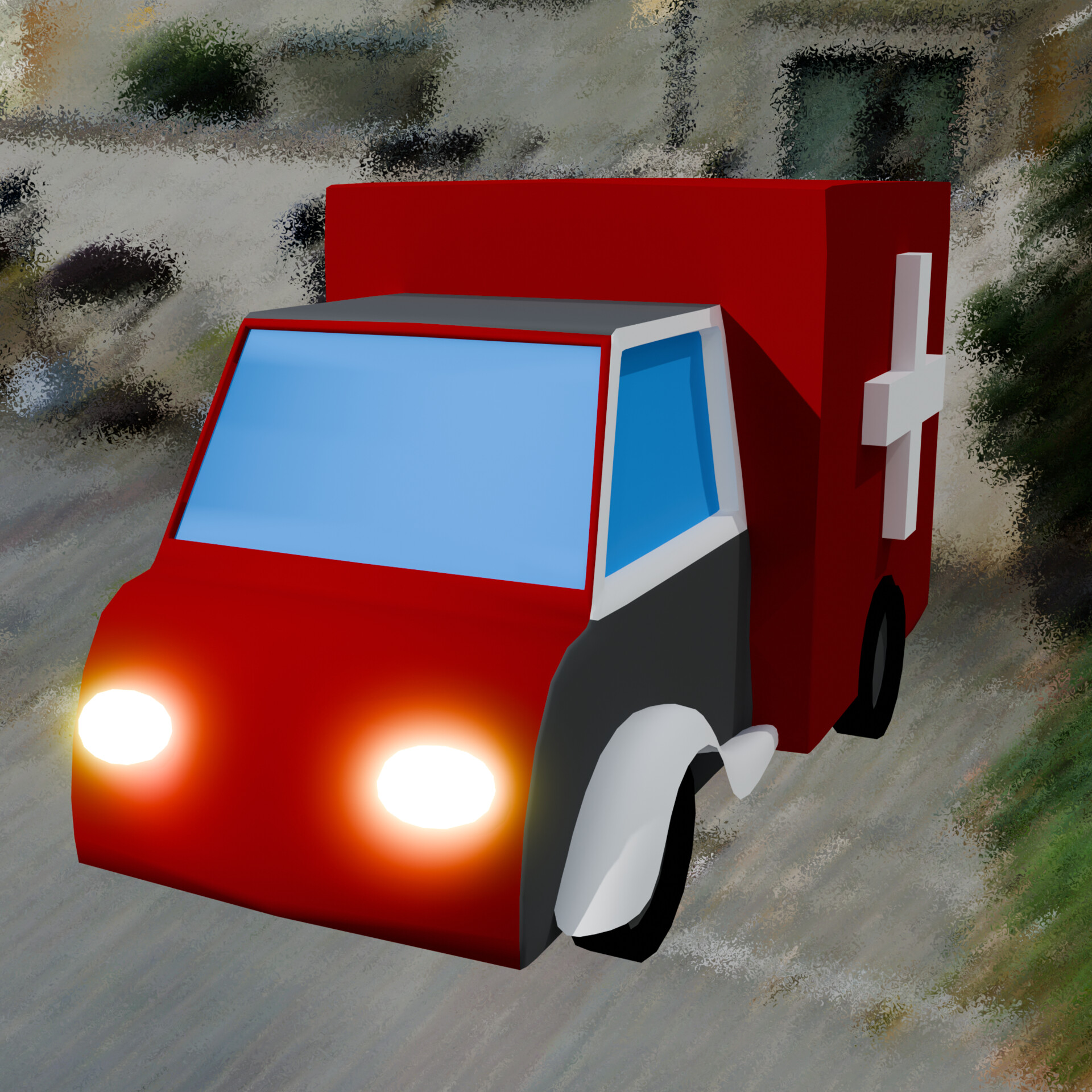 ArtStation - Low poly ambulance