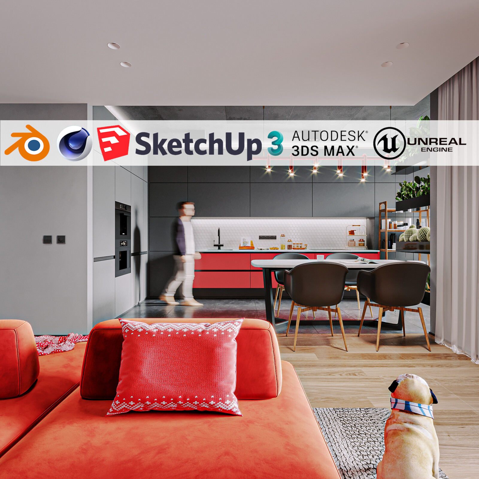 Q Apartment (Unreal Engine - Blender - Cinema4D - Sketchup- 3DsMax - FBX - OBJ)