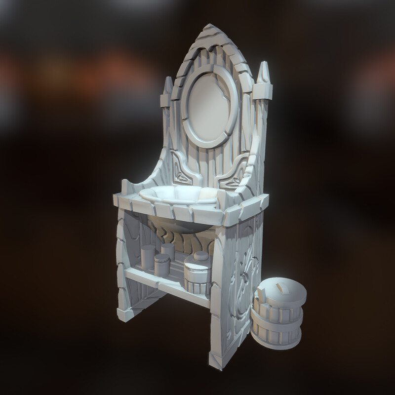 Fantasy Medieval Wash Stand - 3D Printable Mini for Tabletop Games