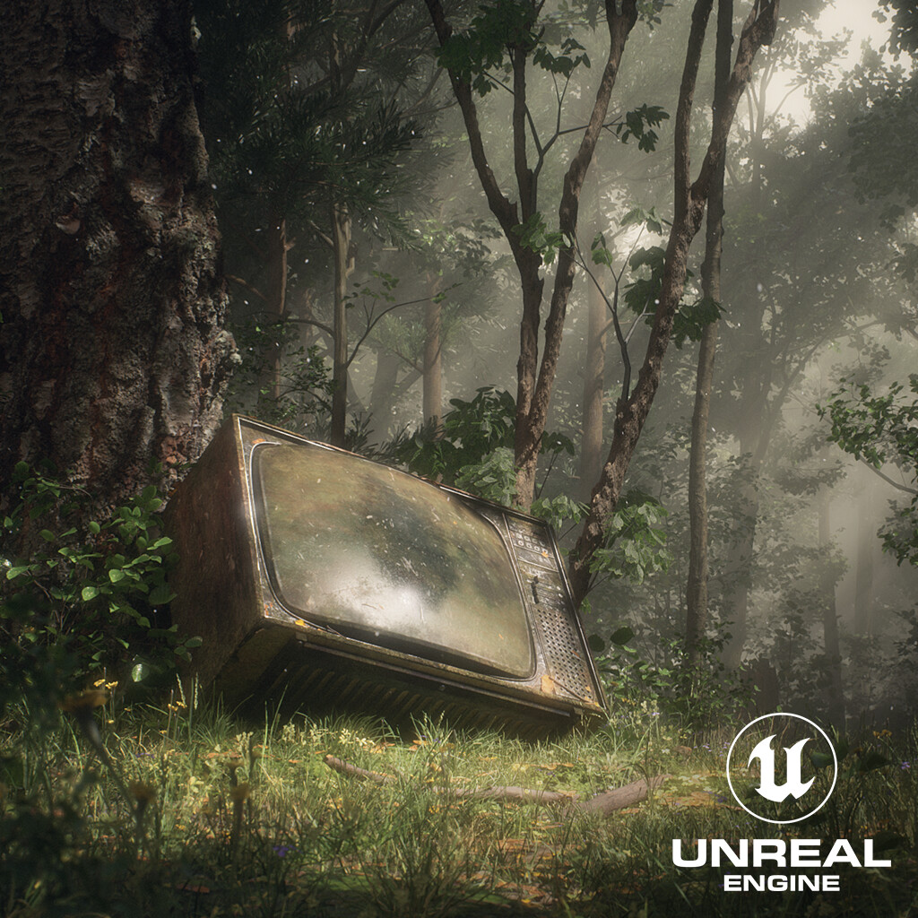 ArtStation - A lone television lost in the wilderness.