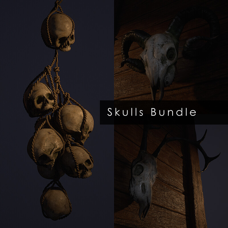 Skulls Bundle. Game-ready 3D models