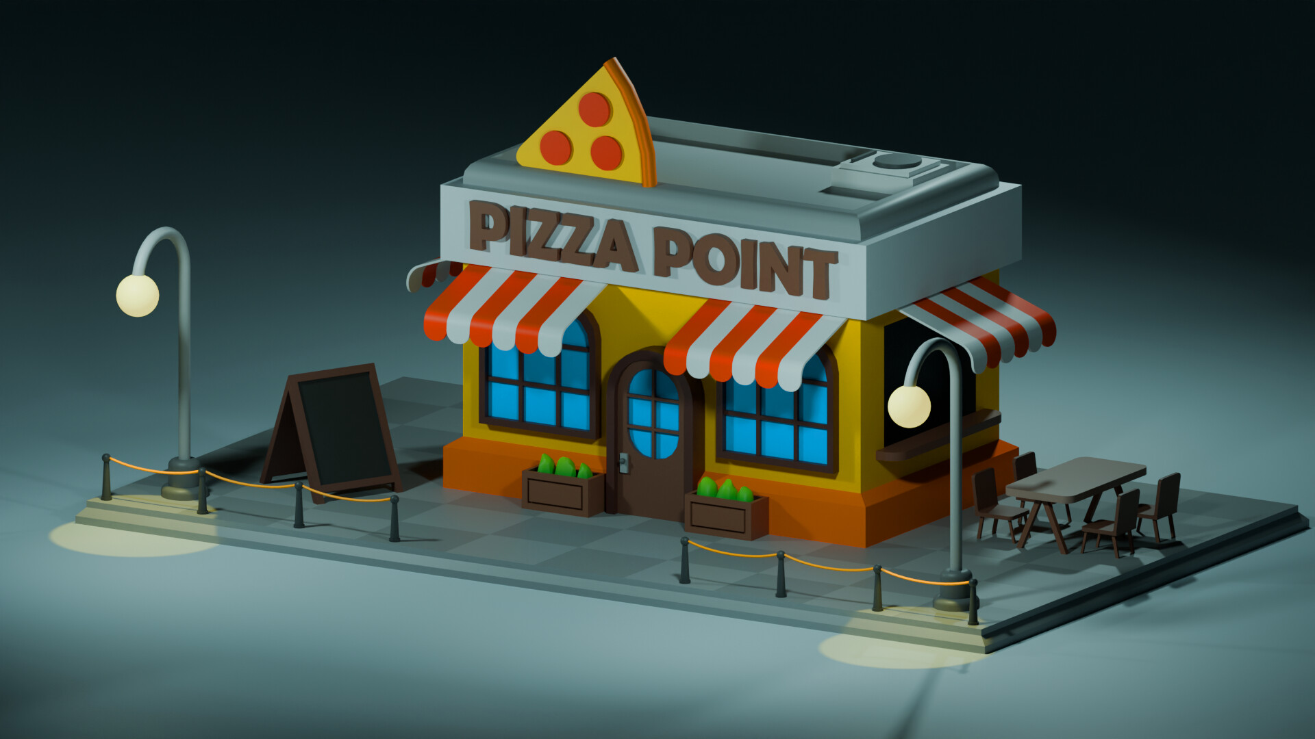 ArtStation - Pizza Shop | Low Poly | Blender