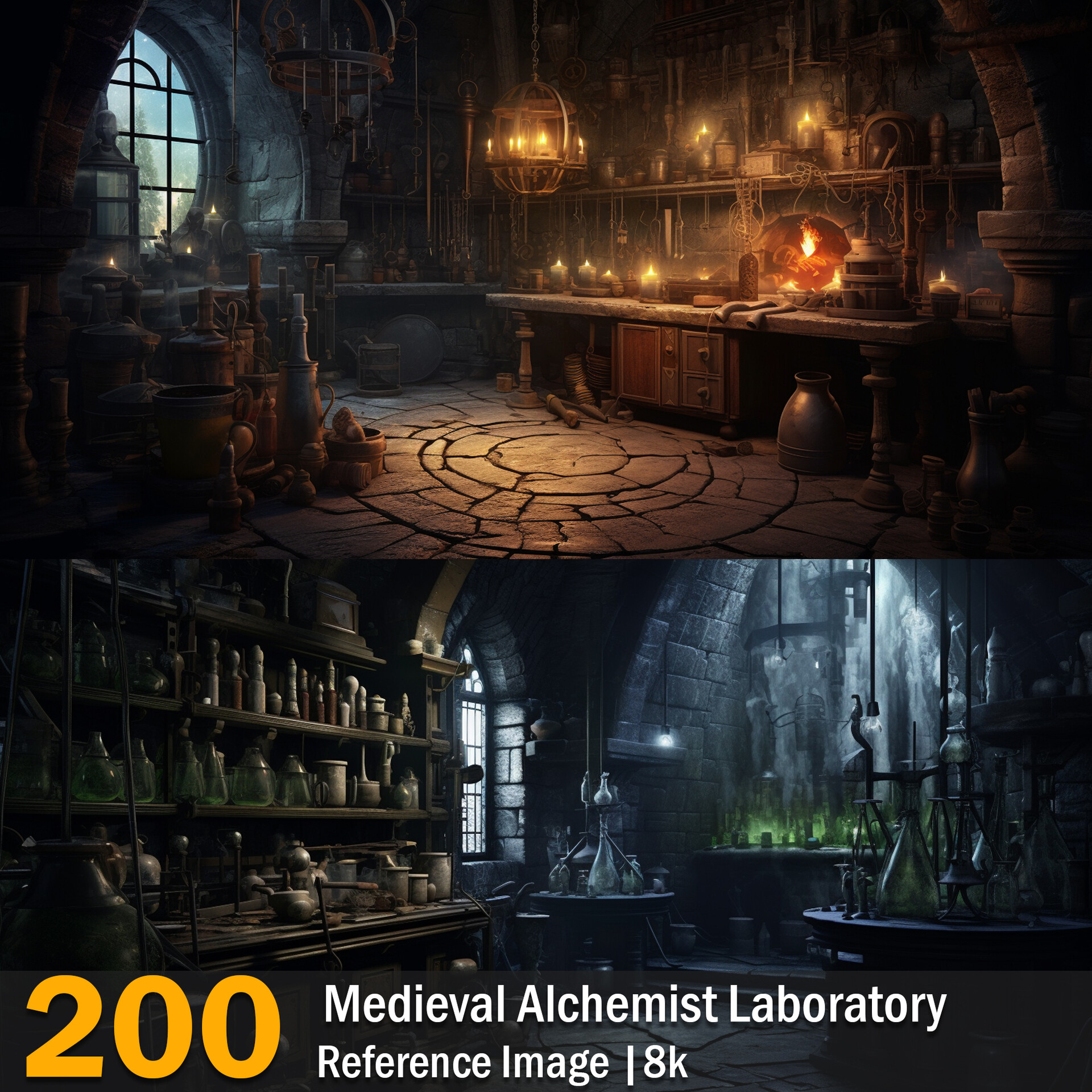 Lumière - Medieval Alchemist Laboratory | Reference Images | 8K