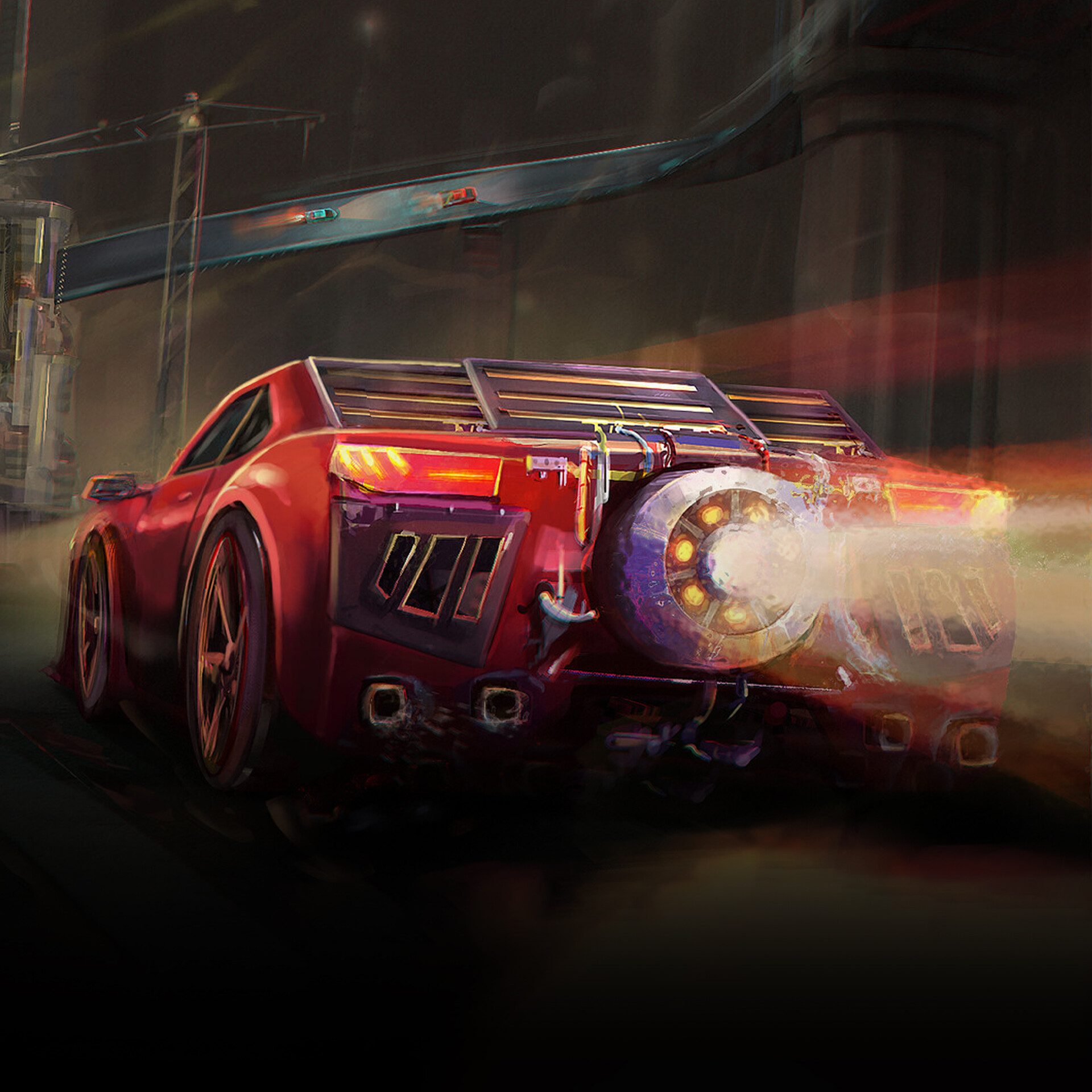 ArtStation - Cars racing on a rocket launch field