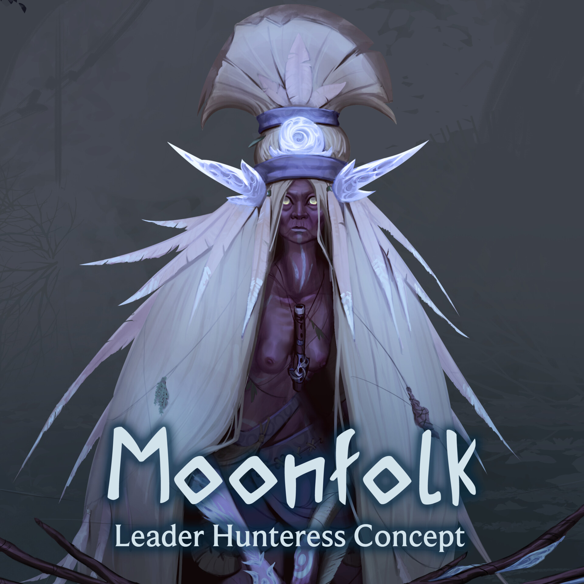 ArtStation Moonfolk Exploration Erunno Khryen Erunno Khryen Hunter Concept 4 Render Retrato