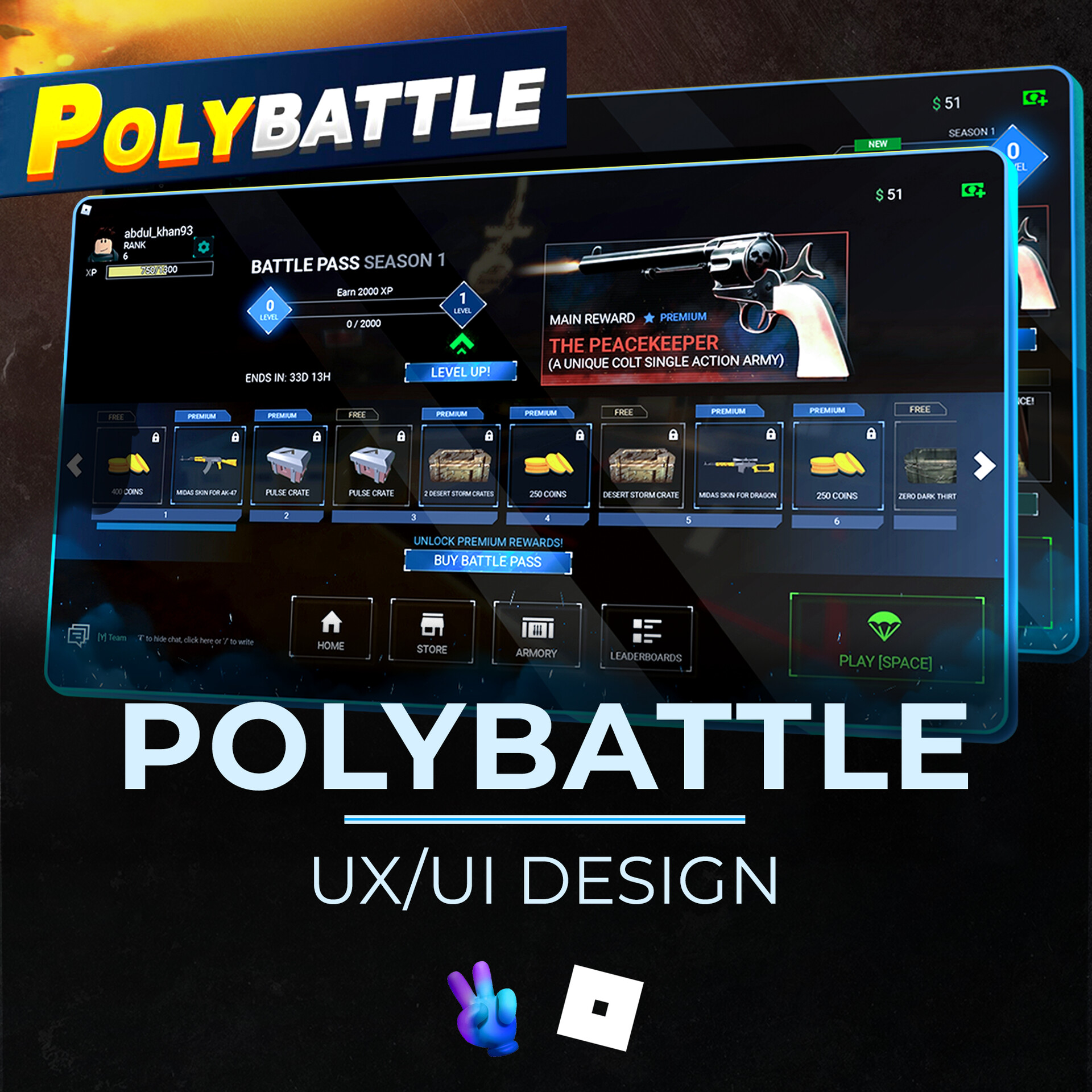 ArtStation - Roblox 'Polybattle' Game - UX/UI Design