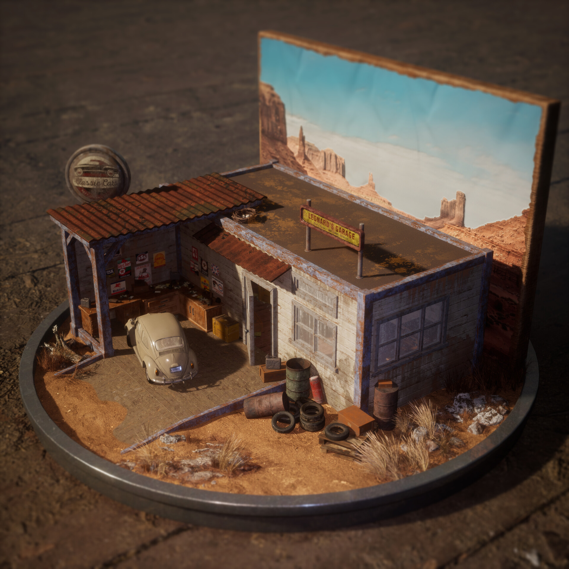 ArtStation - Desert Garage Diorama