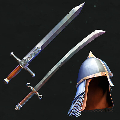 Handpainted Swords and Helmet
