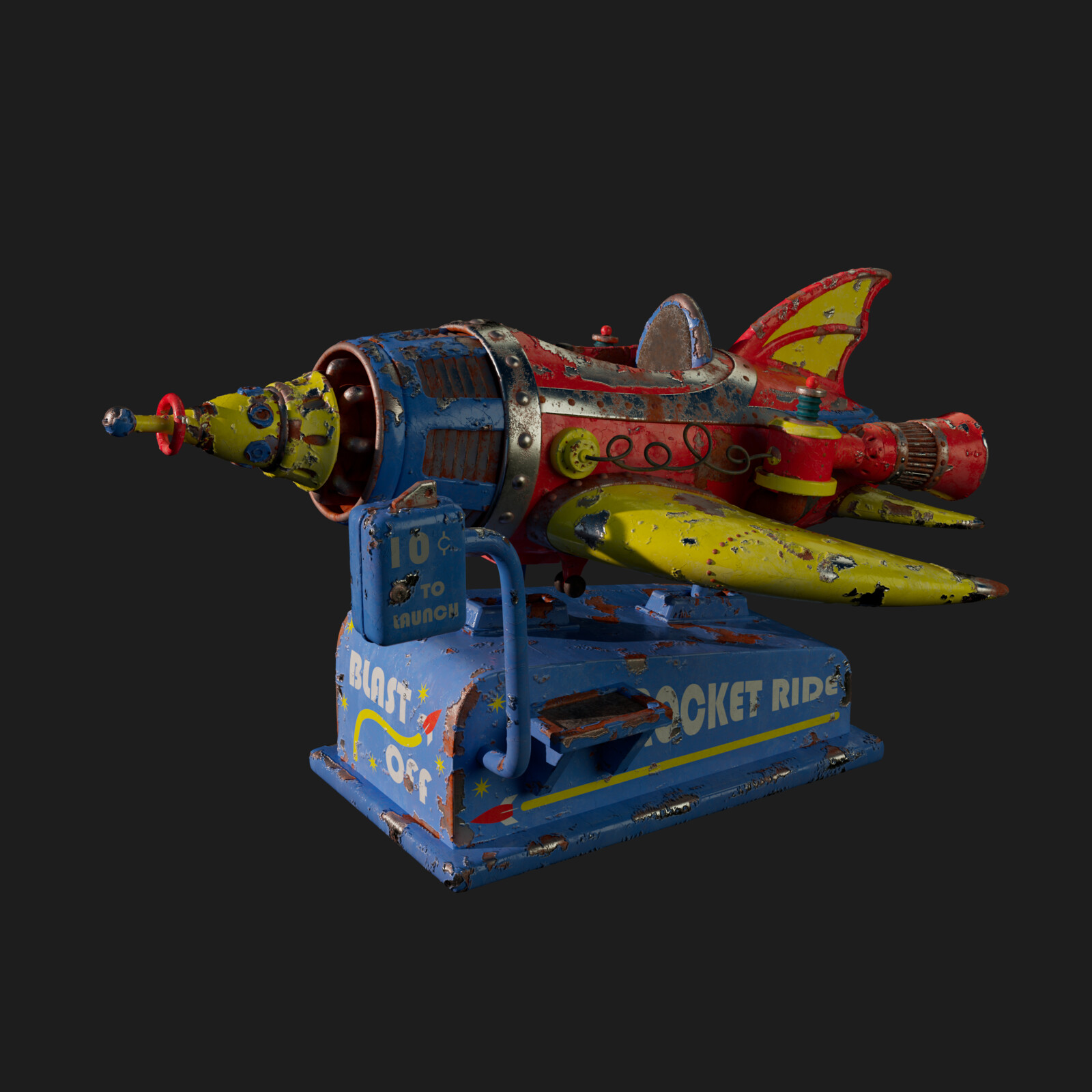 Rusty Rocket Ship Kiddie Ride