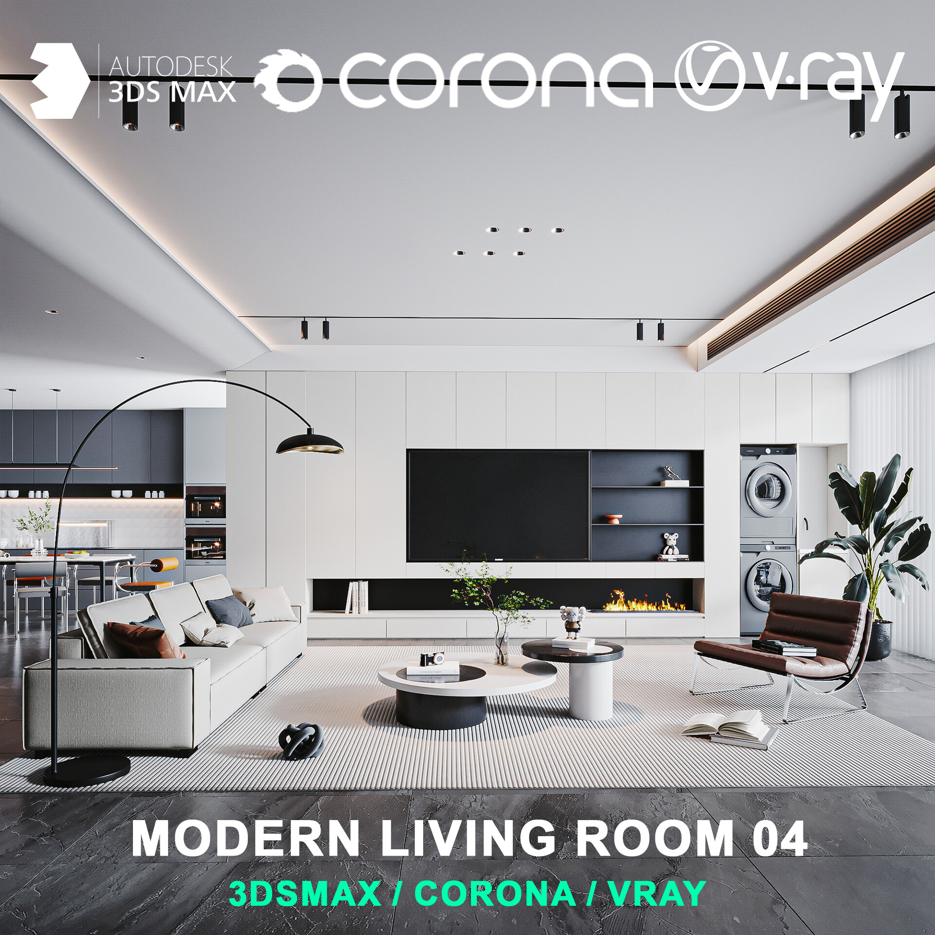 Modern living room 04 for 3DsMax