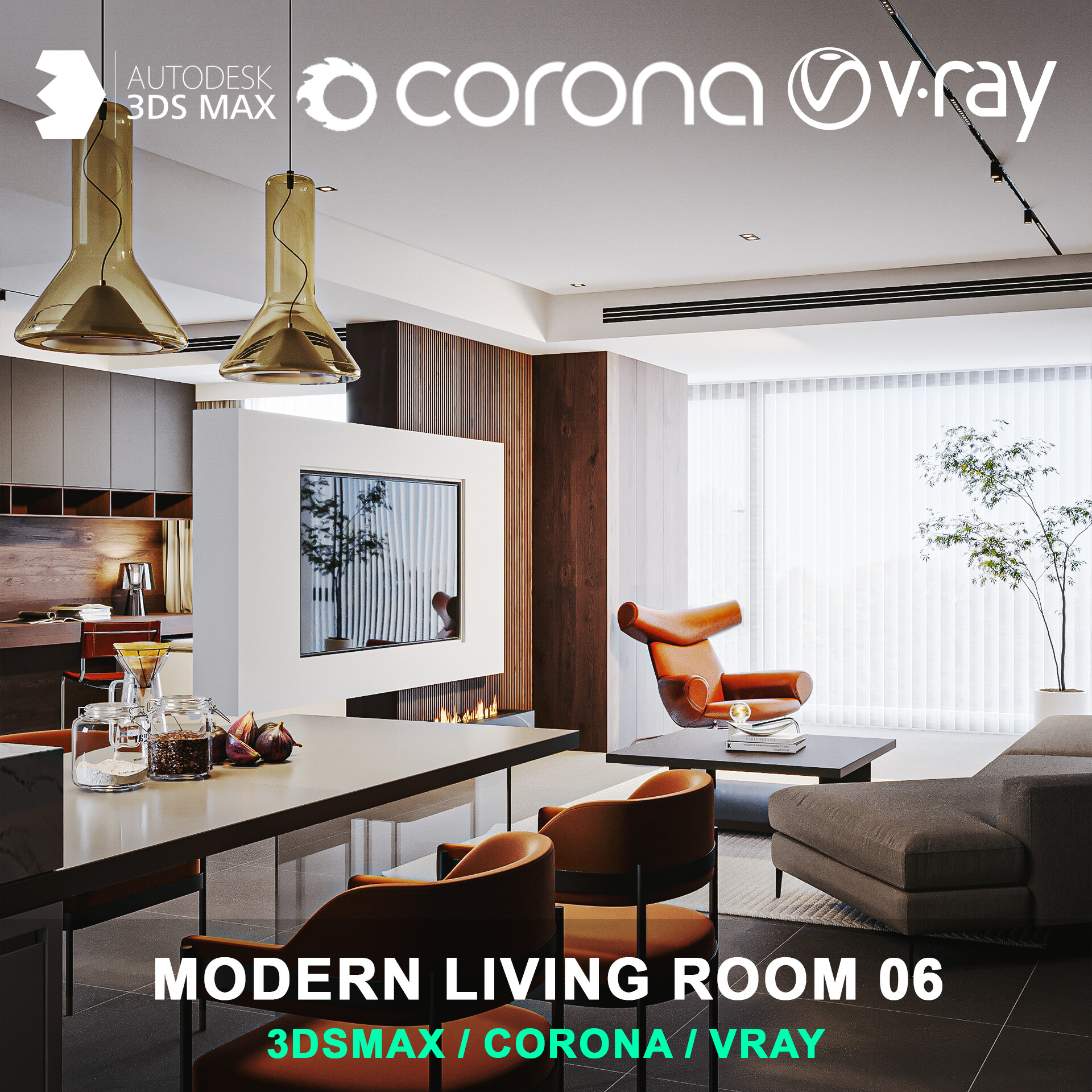 Modern living room 06 for 3DsMax