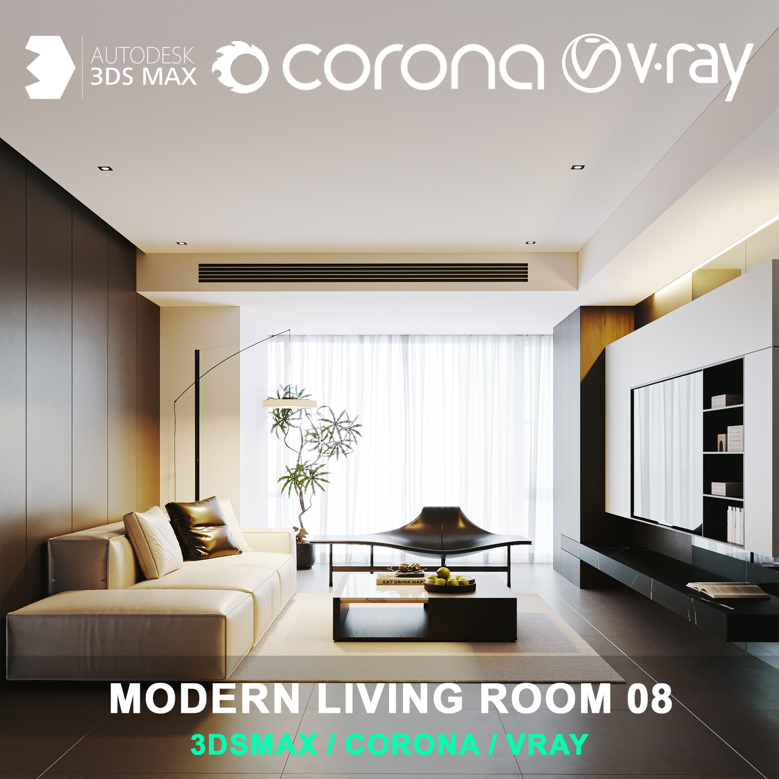 Modern living room 08 for 3DsMax