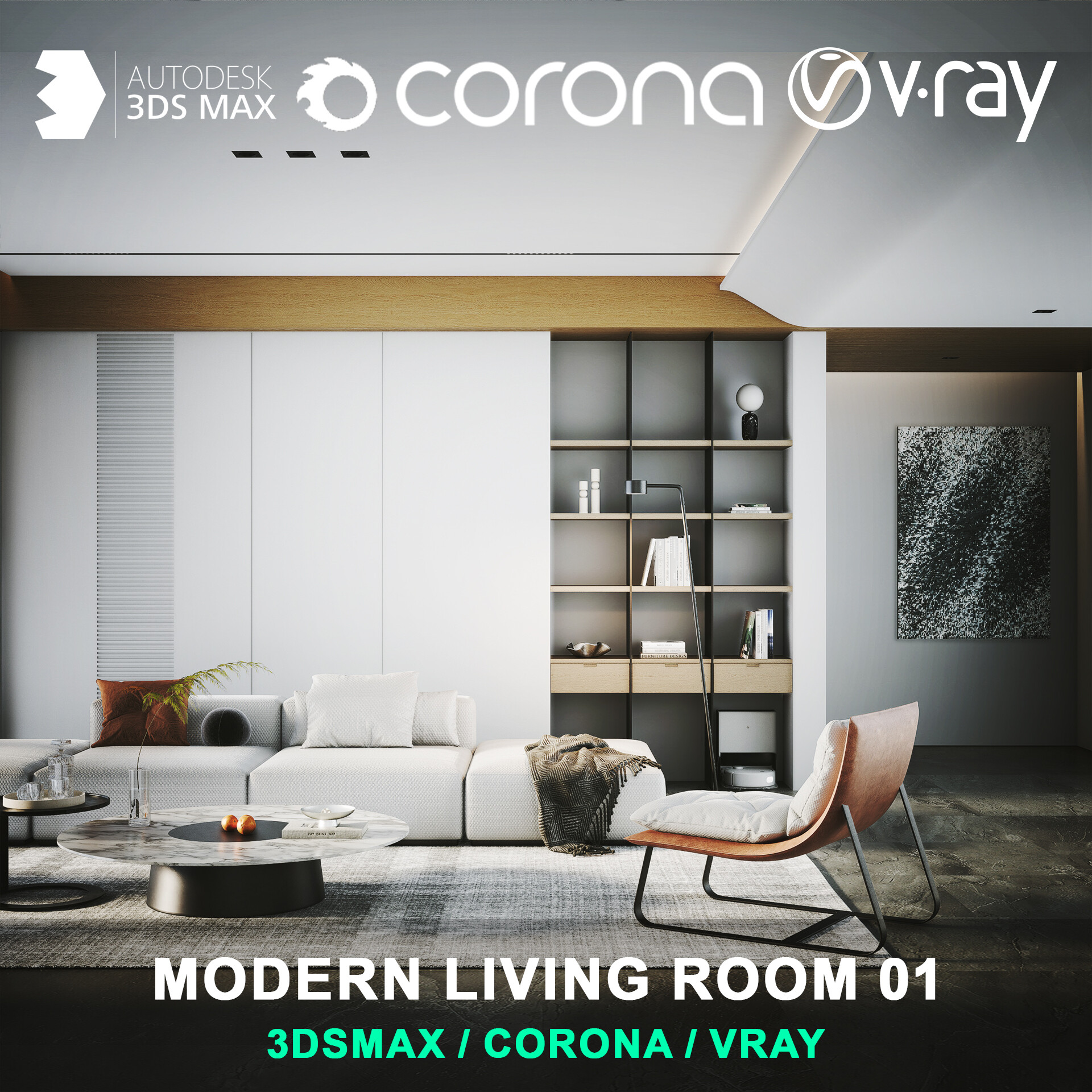 Modern living room 01 for 3DsMax