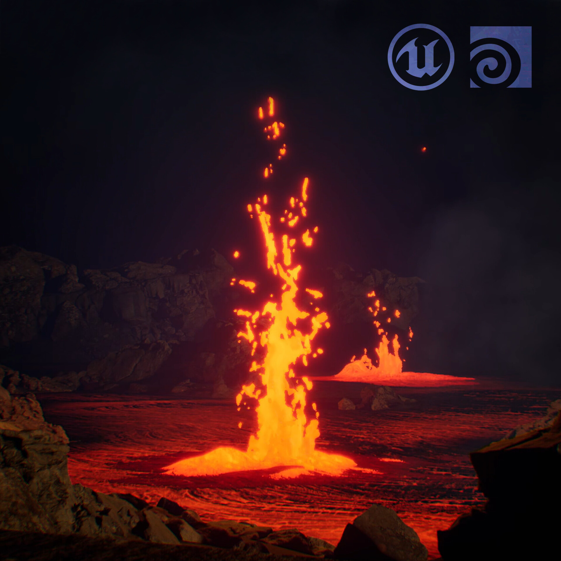 ArtStation - Lava Geyser - UE5 + Houdini