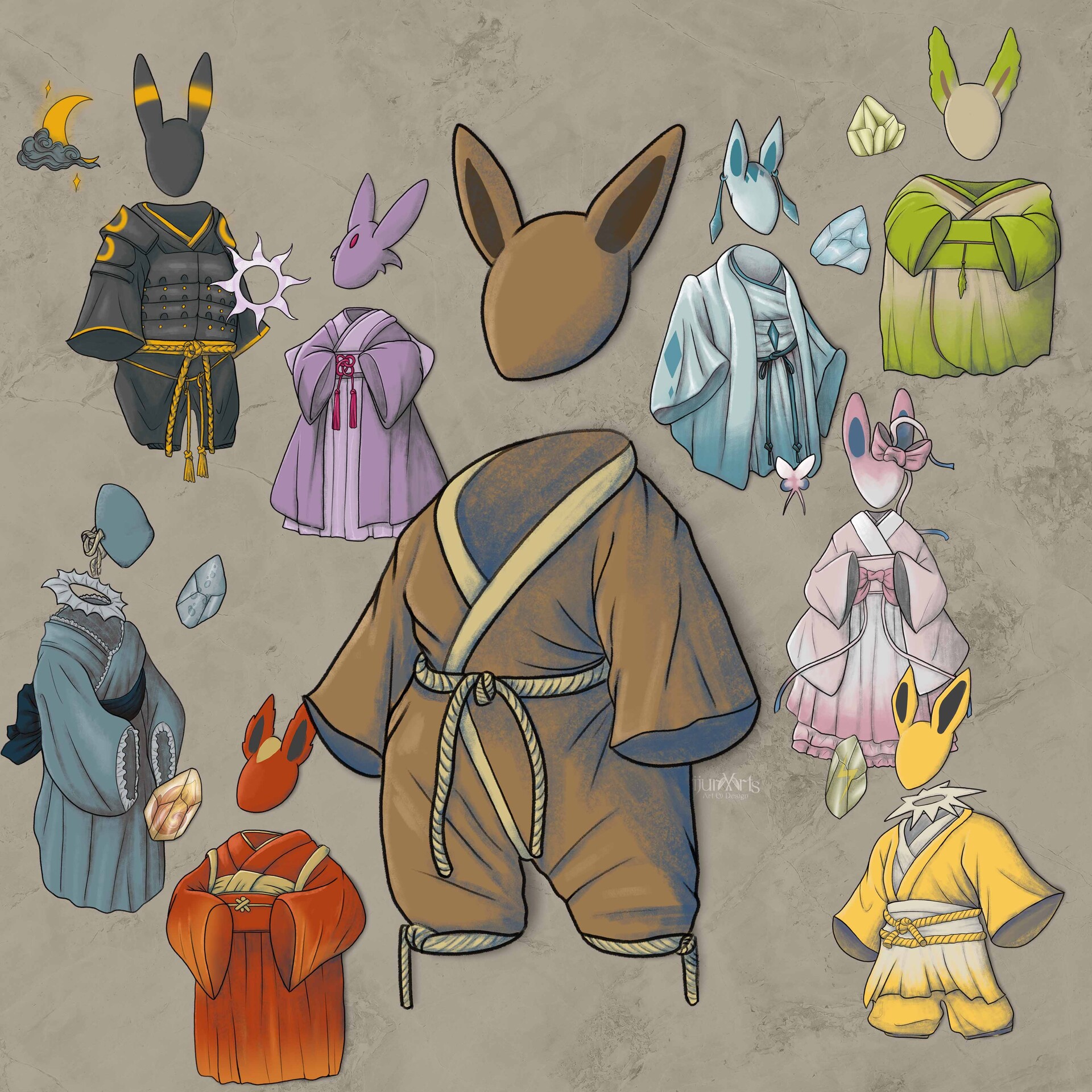 ArtStation - Eeveelutions Conceptart | Japanese Clothing