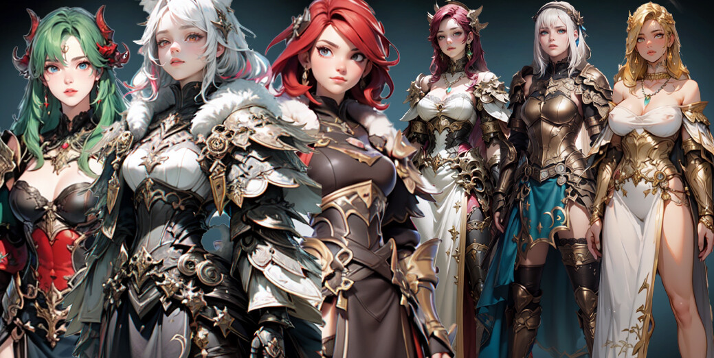 ArtStation - 257 Princess Battle Outfit Beauties Characters Reference ...