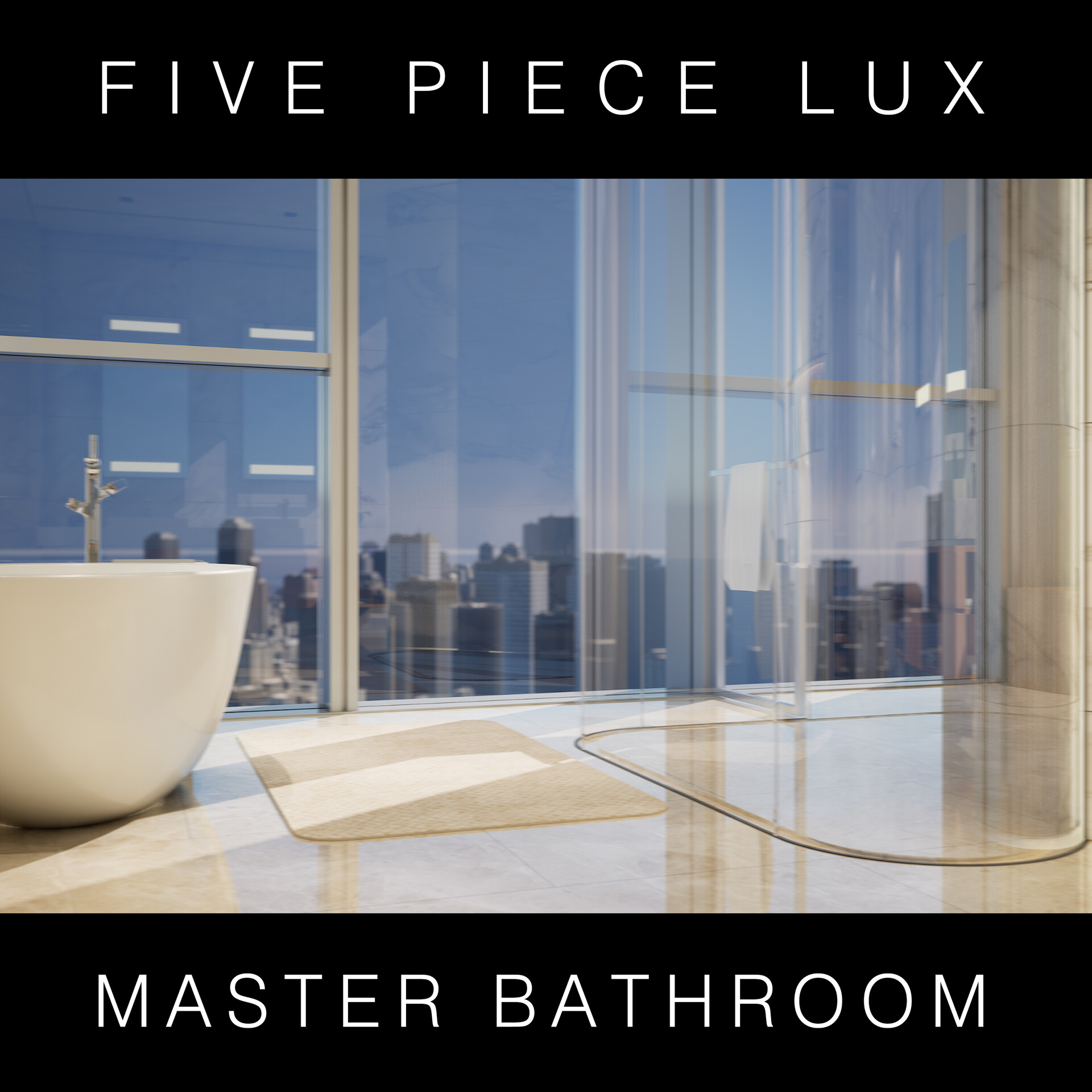 Illustration of Modern High-Rise Apartment Bathroom Decor