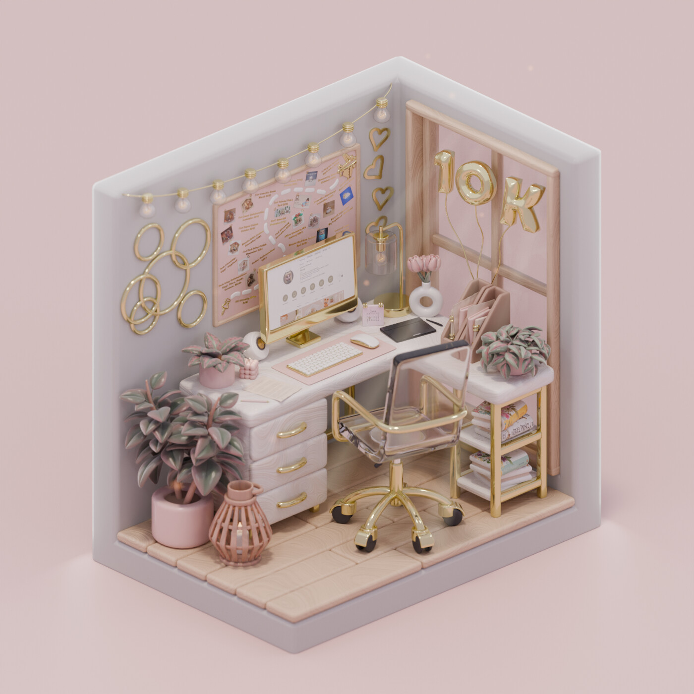 ArtStation - Celebrating 10K Followers with a Festive Isometric Room