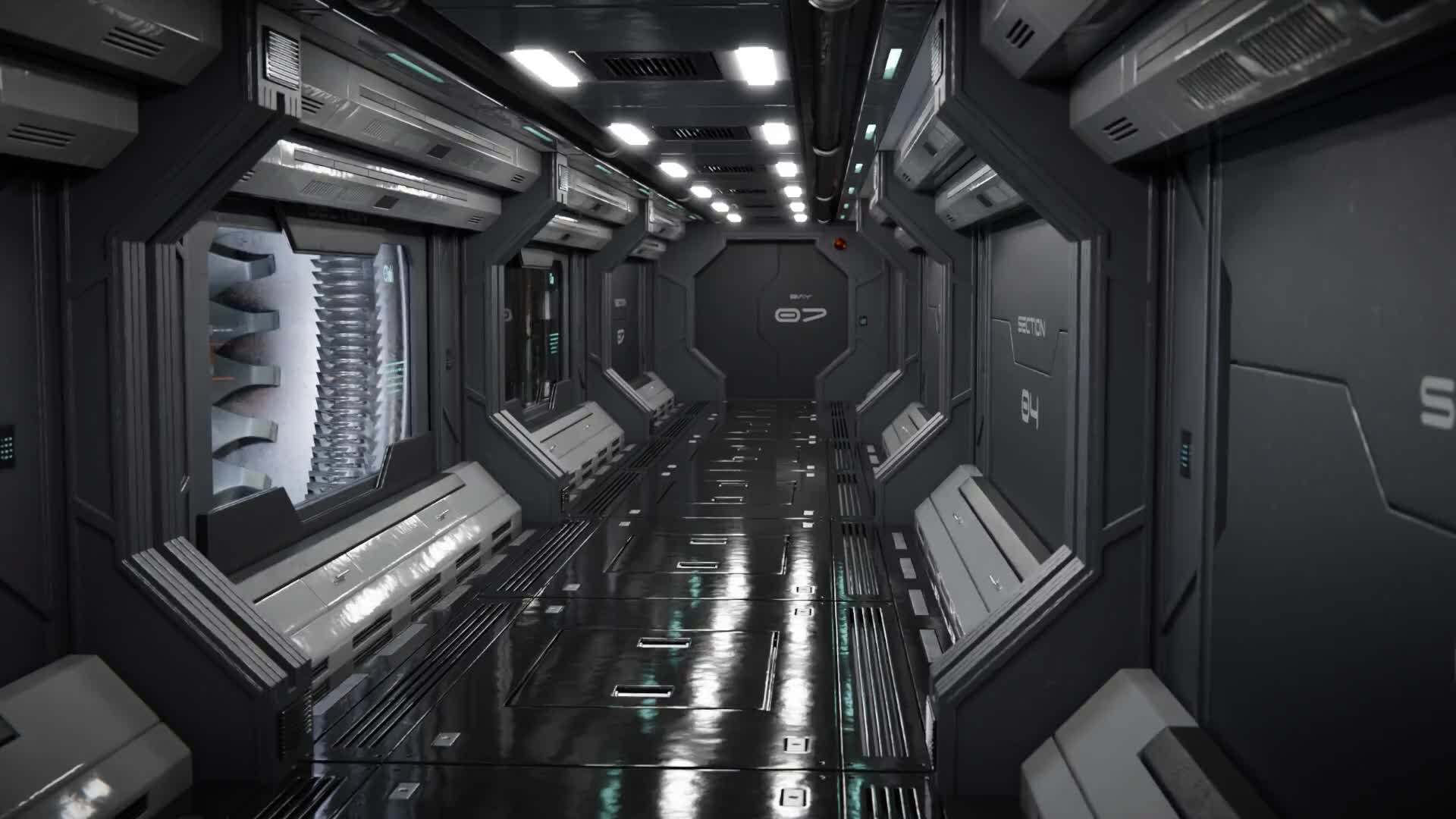 ArtStation - Corridor on a space station