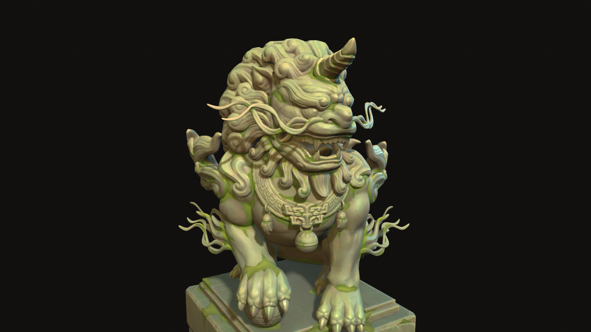 ArtStation - Stylized stone lions 风格化石狮子