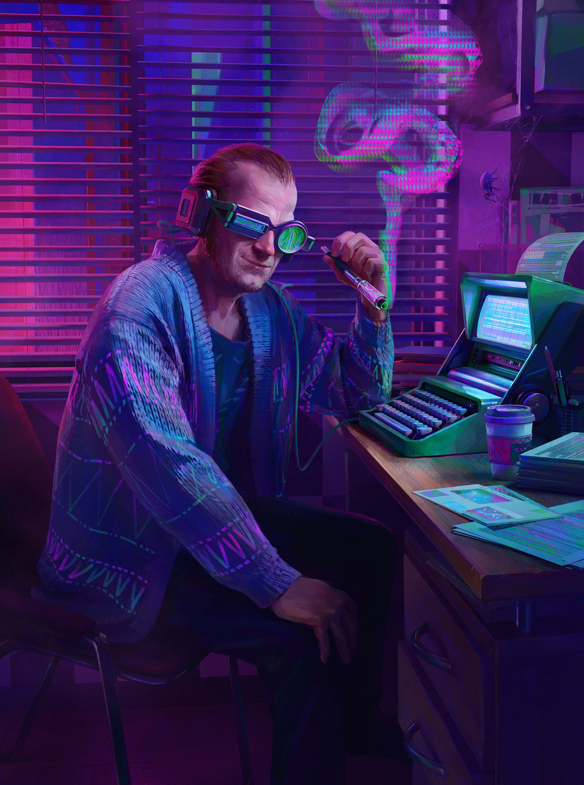 ArtStation - Gonzo-journalist in his office. Гонзо-журналист в своем офисе.