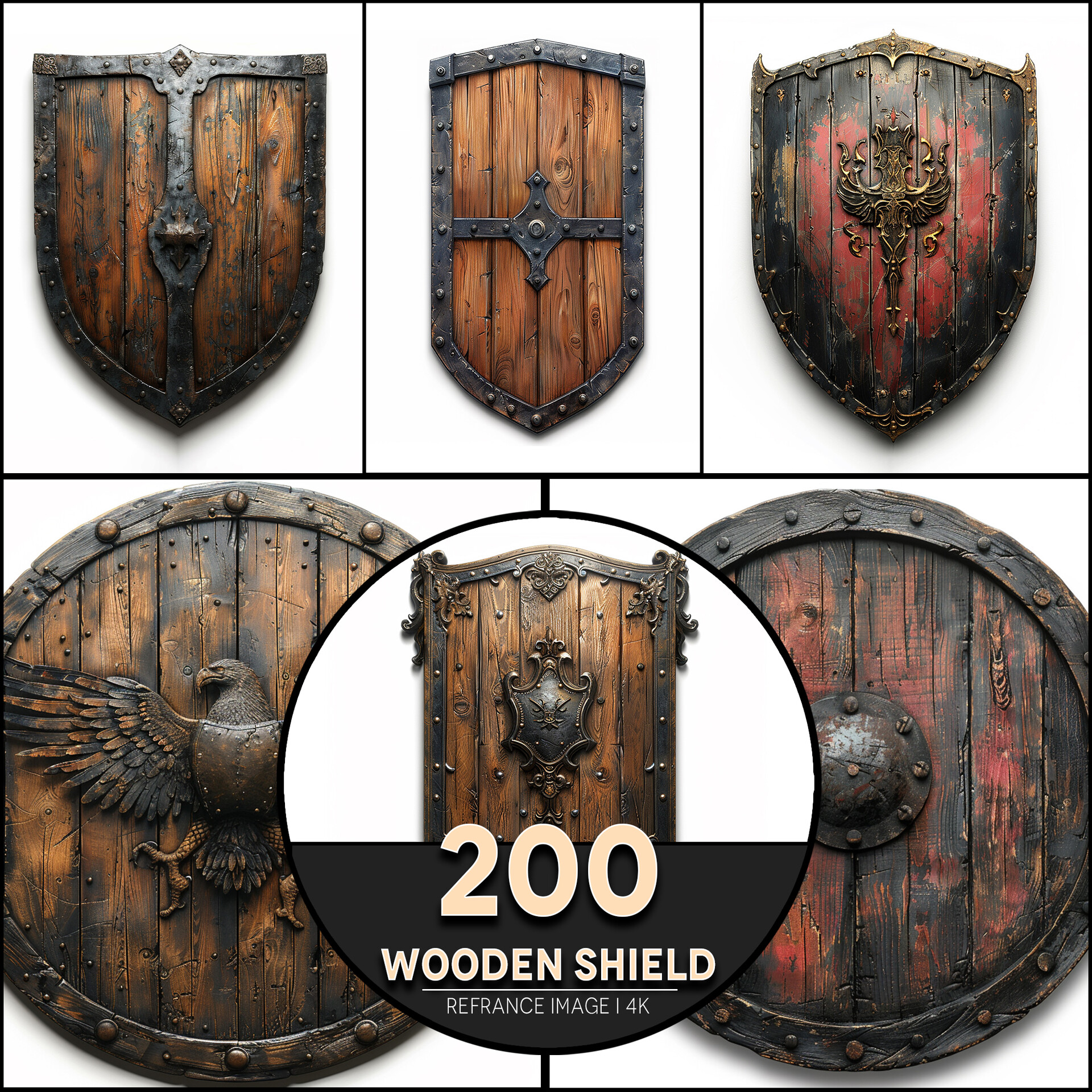 Pixel Ref - Wooden Shield 4K Reference/Concept Images