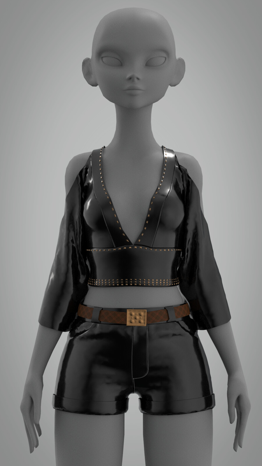  Shiny black two-piece outfit