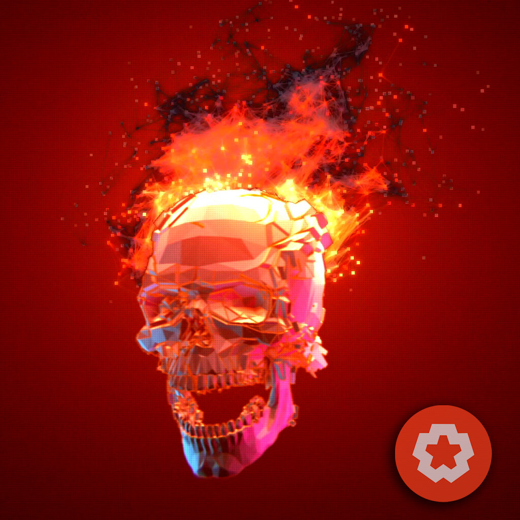 Lowpoly Flaming Skull [Notch]