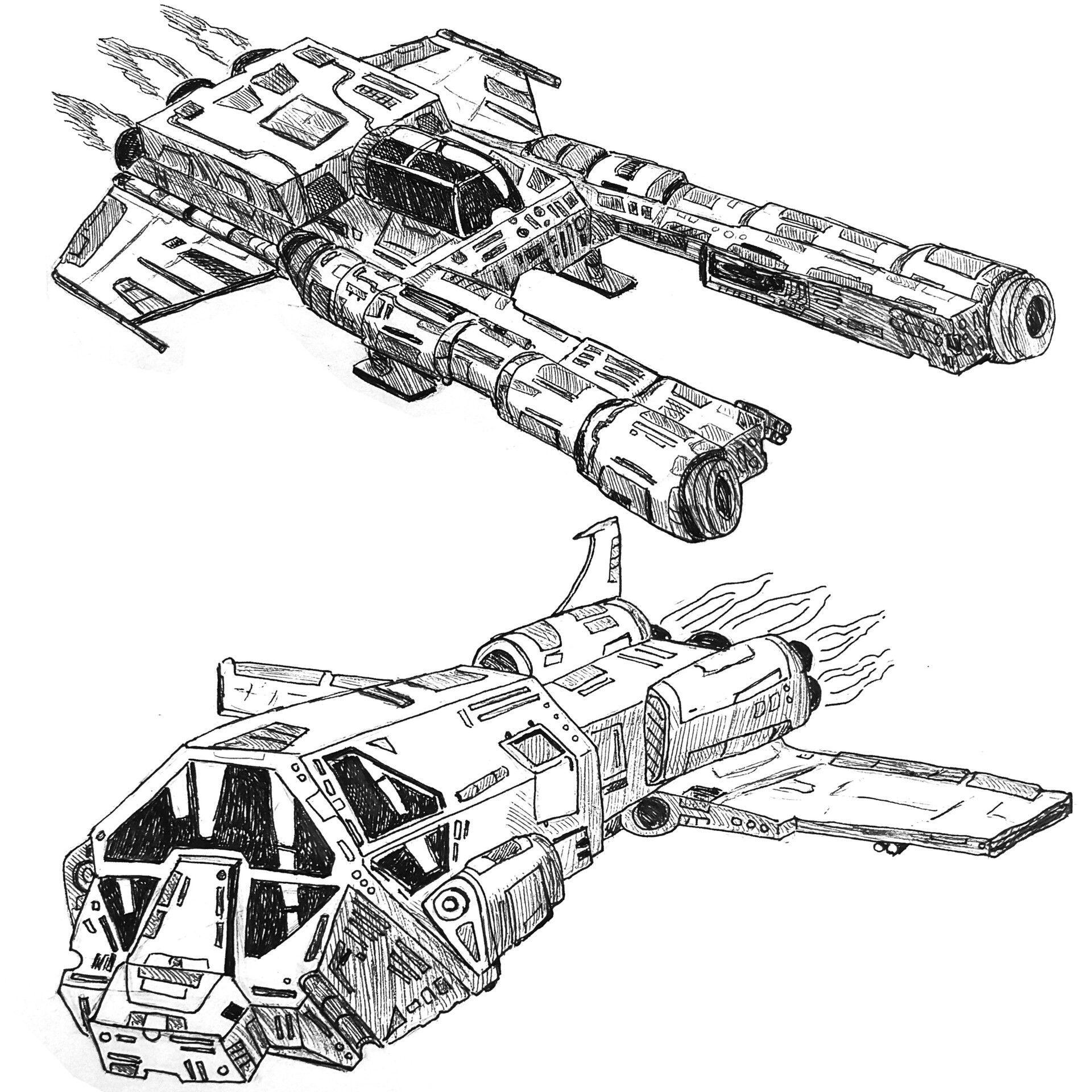 ArtStation - Spaceship Pen Sketches