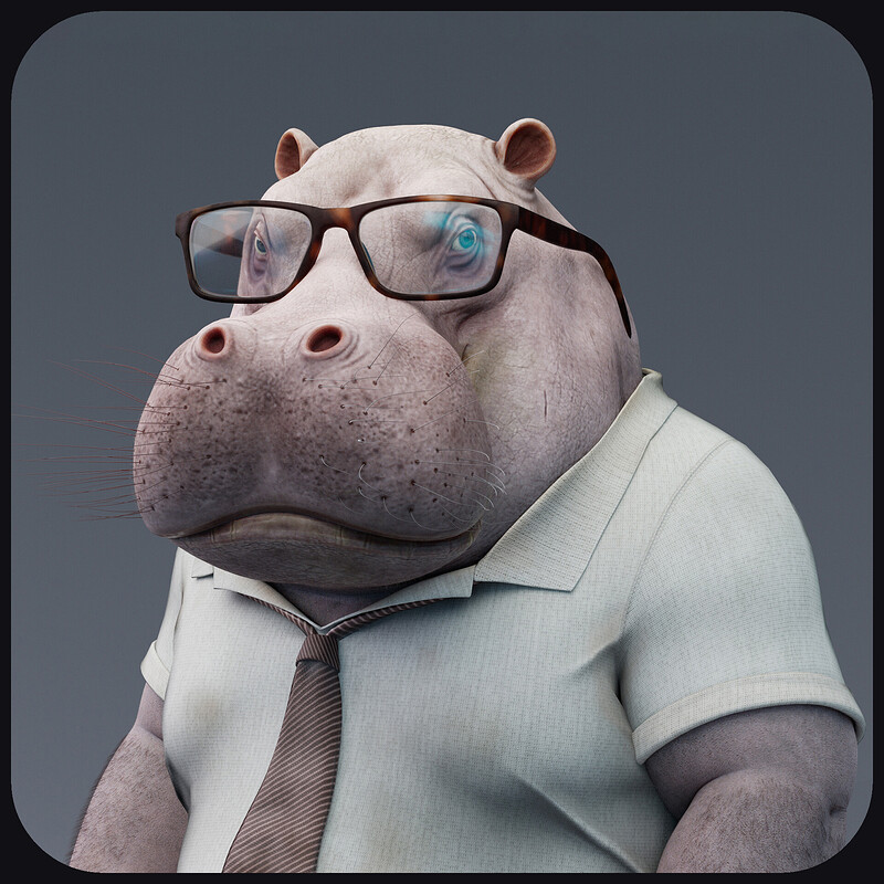 Office Hippo - Render ready 3D model (Fiverr)